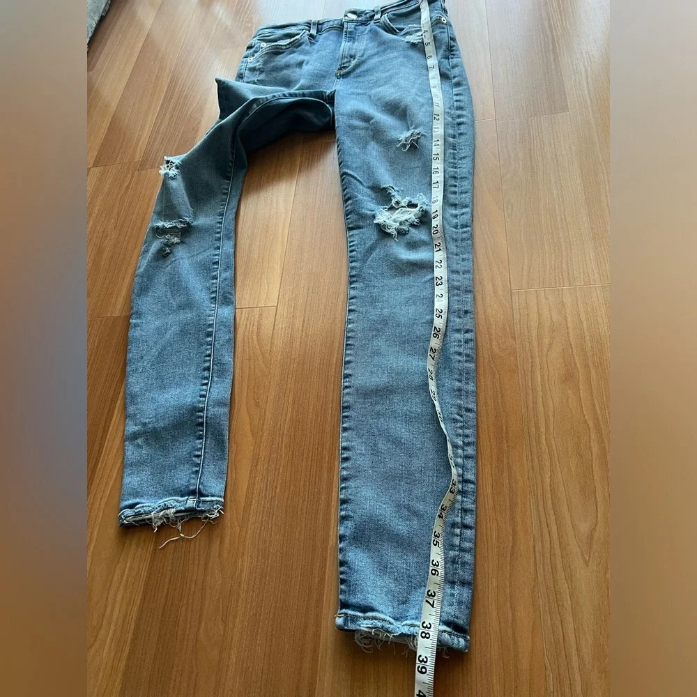 AGOLDE Sophie High Rise Medium Light Wash Distressed Skinny Jeans